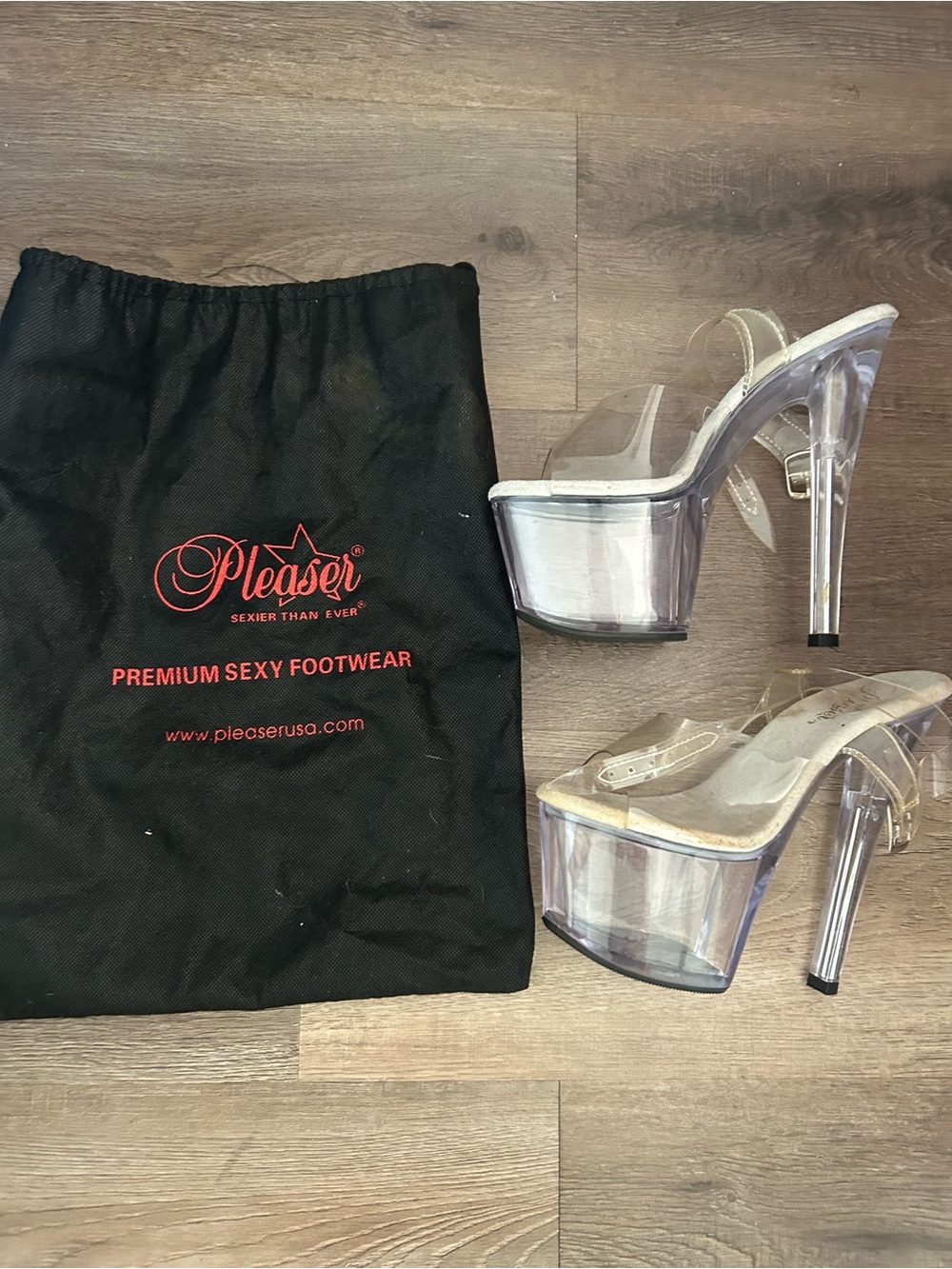 Pleaser Clear Platform Heels With Lucite Straps
